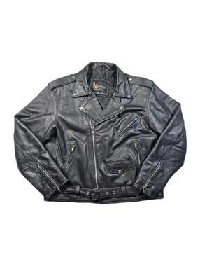 X Element Black Leather Biker Motorcycle Spread Collar Quilted Jacket Mens XXL